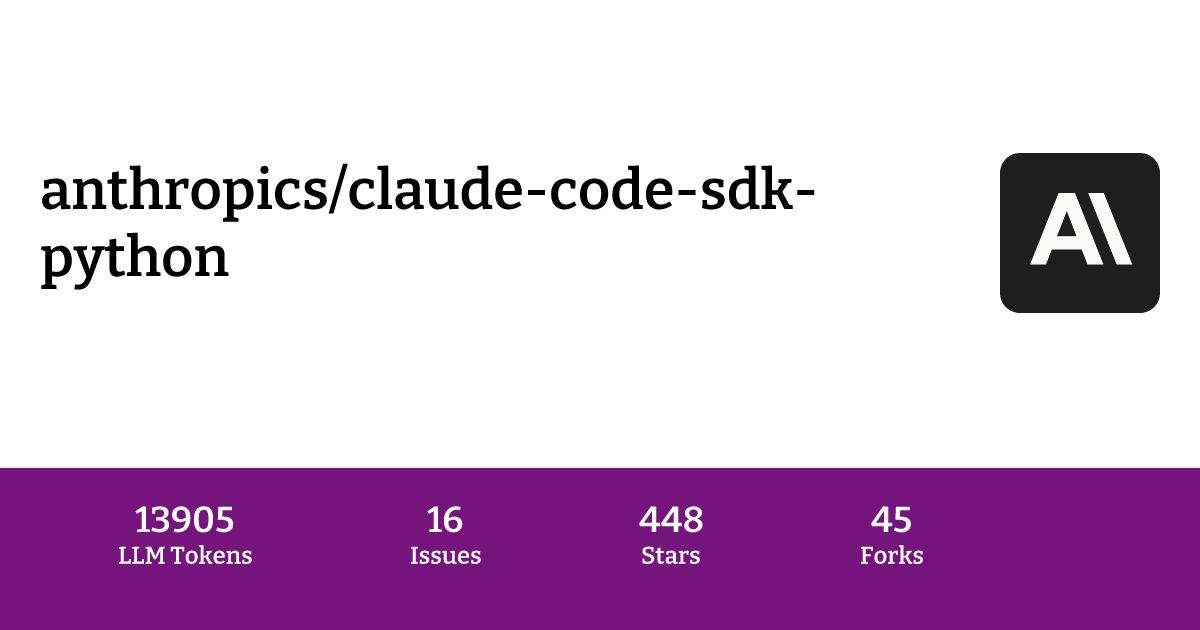 GitHub anthropics/claude-code-sdk-python LLM Context